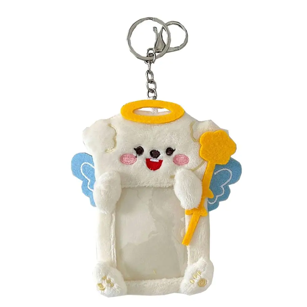 Plush Card Cover Angel Devil Shape ID Credit Case Protector Case Photo Card Holder Case Keychain Star Chasing Pendant  INS Sweet