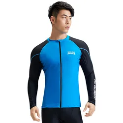 Men's Rash Guards Summer Sun Protection UPF50+ Cardigan Split Body Swimsuit Quick Drying High Elasticity Swimming Surfing Suit