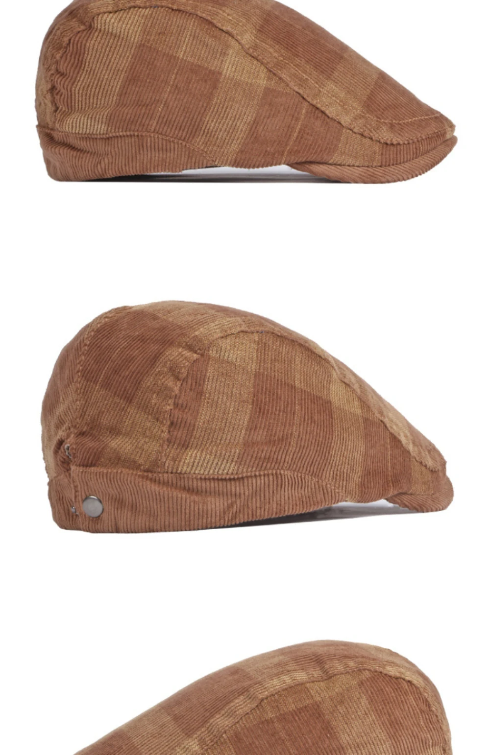 HT4610 Herren- und Damen-Baskenmütze, Vintage-Künstlermütze, karierte Baskenmütze, verstellbare Ivy-Flatcap für Männer und Frauen, Cord-Baskenmütze für Frühling und Herbst – Detail 10