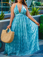 FairyShely 2025 Sexy Print Plus Size Long Dress Women V Neck Sleeveless Large Big Dresses Lady Summer Party Tight Curvy Dress