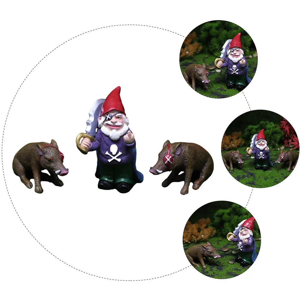 

1 Set Resin Statue Pig Miniature Yard Ornament Home Decorative Outdoor Dwarf Statue Yard Gnomes Decorations Gnome For Garden