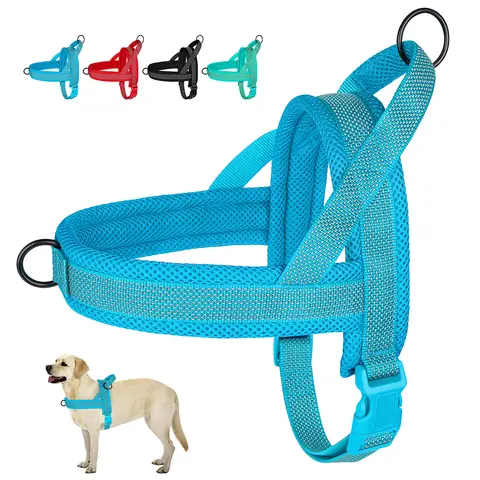 Imbracatura per cani in Nylon senza trazione imbracature per animali domestici in rete traspirante imbracatura con cinturino riflettente per cani di taglia media Pug Walking Training