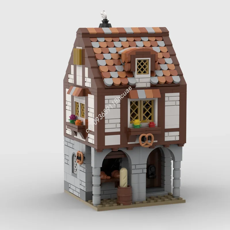 780 stks MOC Middeleeuwse Bakkerij Castleed Model Bouwstenen Architectuur Monteren DIY Kerstcadeau Onderwijs Speelgoed Baksteen Verjaardag
