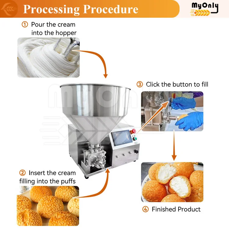 MY Automatic Electric Cream Puff Filler Dispenser Pastry Inject English Cake Fill Machine for Donut