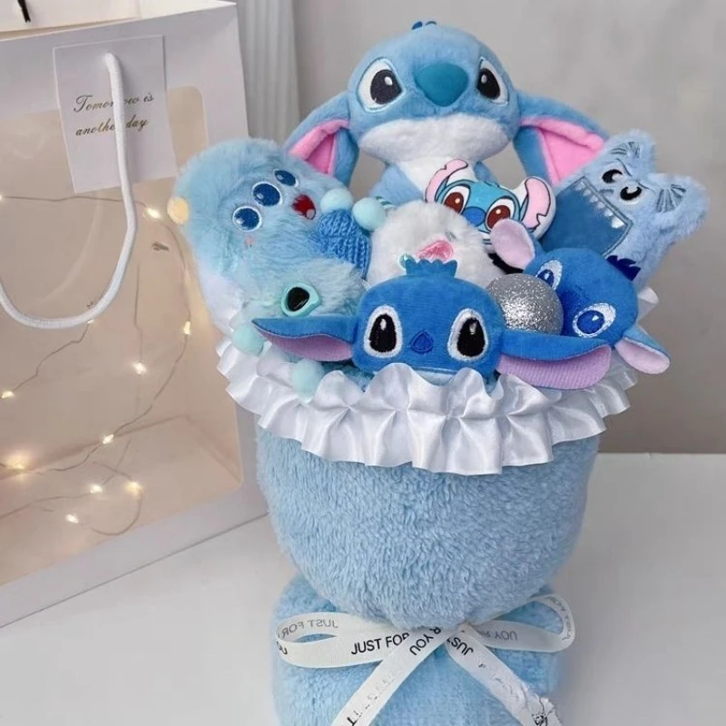 Disney Cartoon Lilo & Stitch Girls Creative Dolls Bouquet Valentine's Day Gifts To Friends with High-Pretty Birthday Gifts