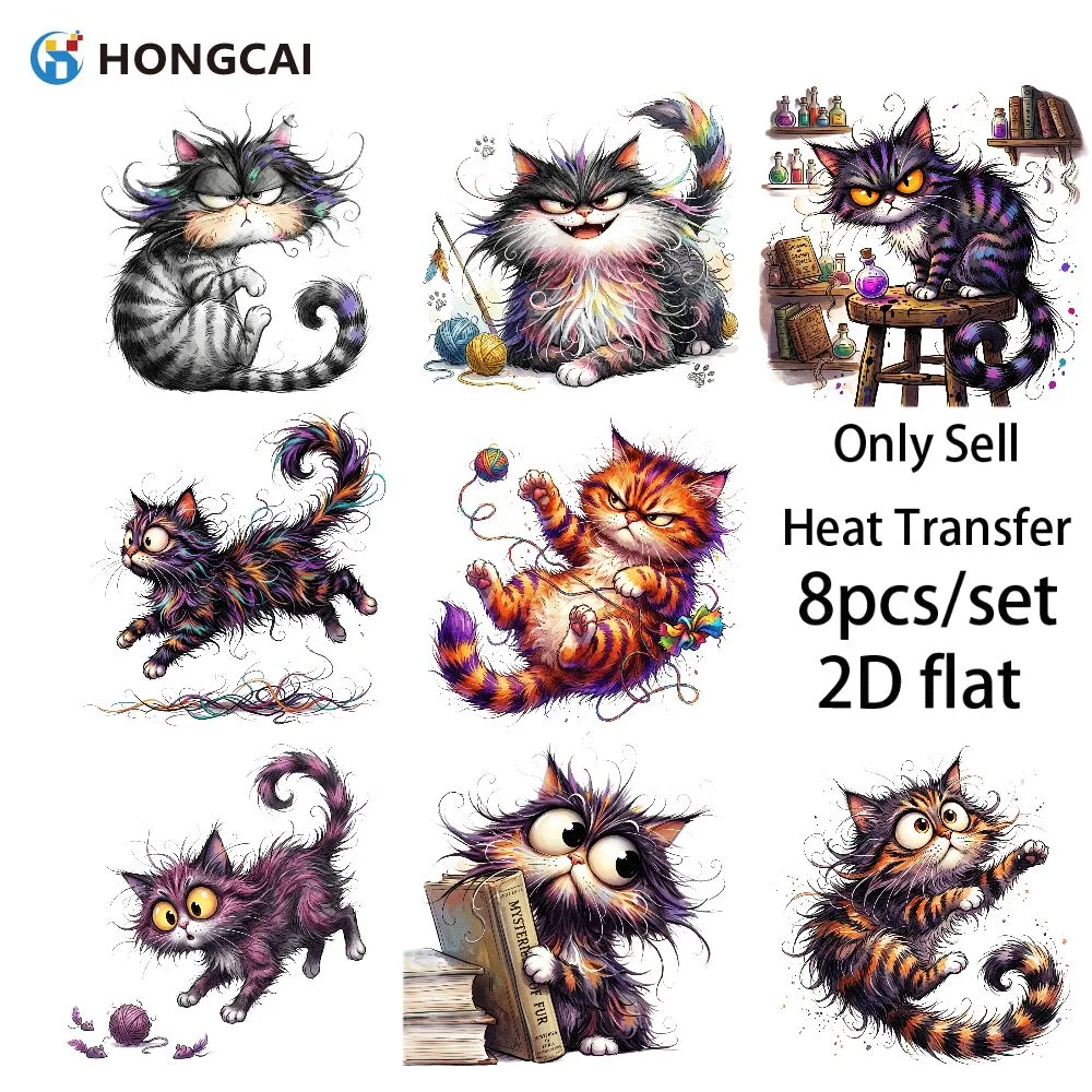 8-pecas-de-vinil-termocolante-htv-de-gato-fantasioso-e-fofo-aplicacao-2d-de-felino-para-moletons-alta-elasticidade-vinil-respiravel-mod
