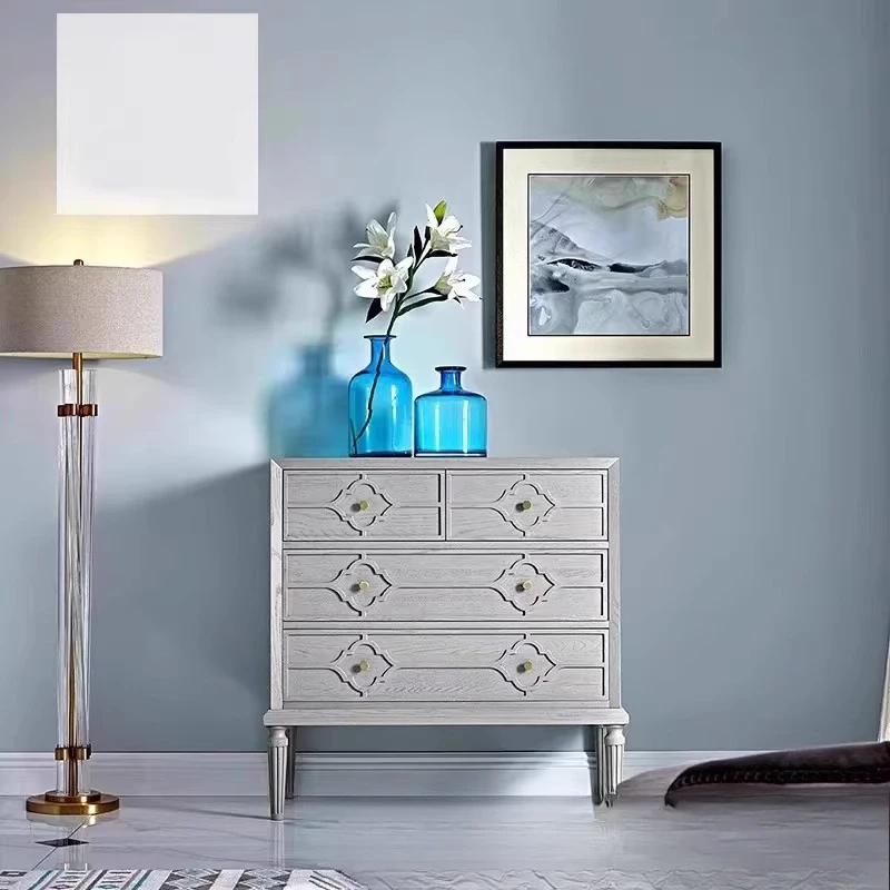 

Light luxury solid wood old gray bedroom chest cabinet, modern living room decorative storage cabinet, drawer locker bedside