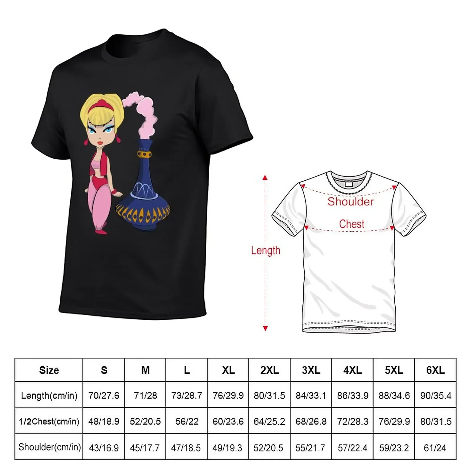 Eu sonho com camiseta Jeannie para homens, camisetas curtas em branco, camiseta vintage, tamanho grande, nova