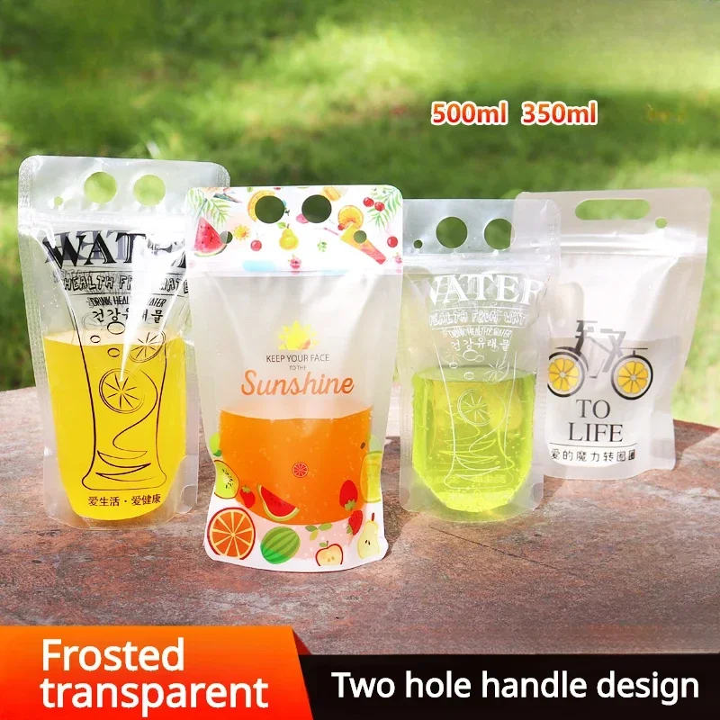 Beverage Bags Disposable Straw Portable Seal Milk Tea Pack Self-supporting Pouch Beverage Juice Takeout Plastic Packaging Bags