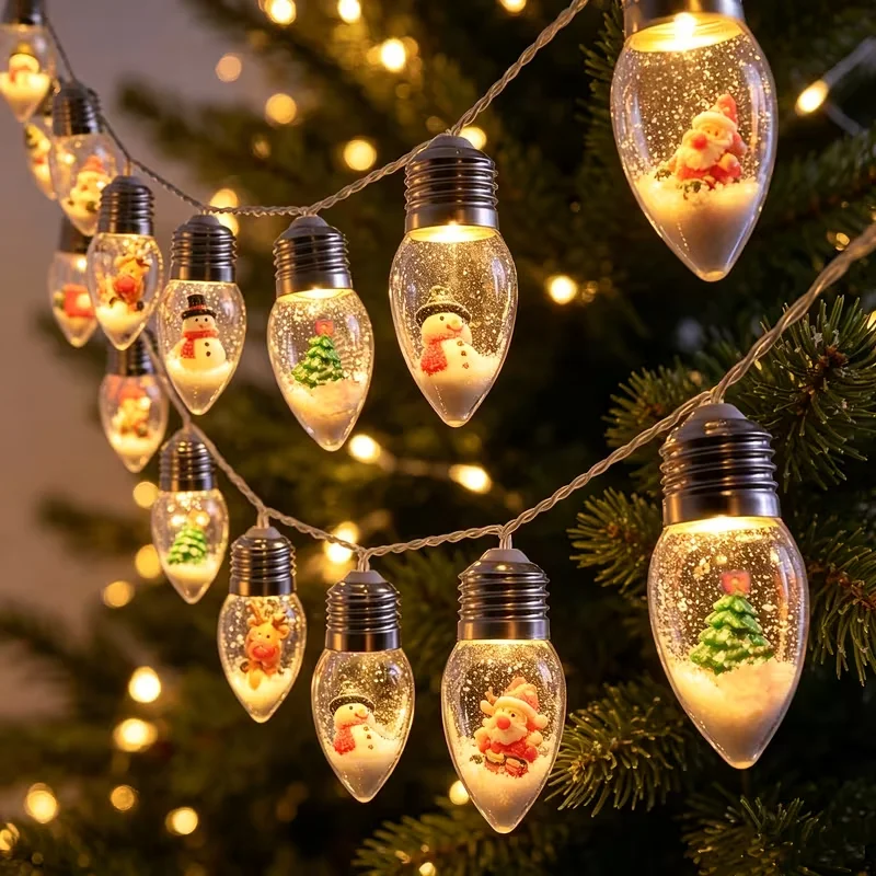 Led Fairy String Lights - Рождественская гирлянда-бутылка с желаниями, снежный человечек,
