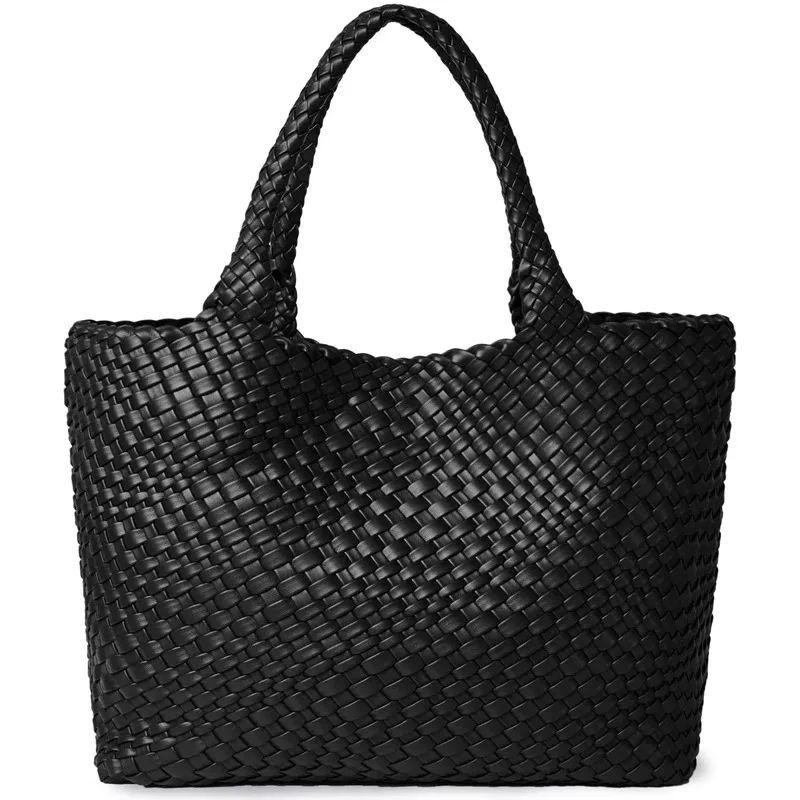 

Woven Tote Bag Womens Purse Vegan Leather Shoulder Handbags - Fashion Summer Beach Tote Bags - Large Travel Totes