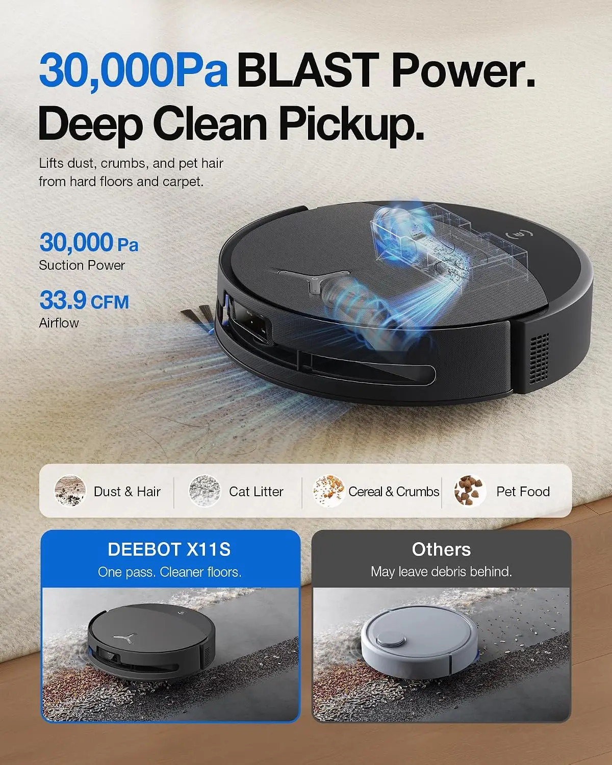 Robotic Vacuum and Mop, Automatic Floor Cleaning Robot with Vacuuming and Mopping Functions