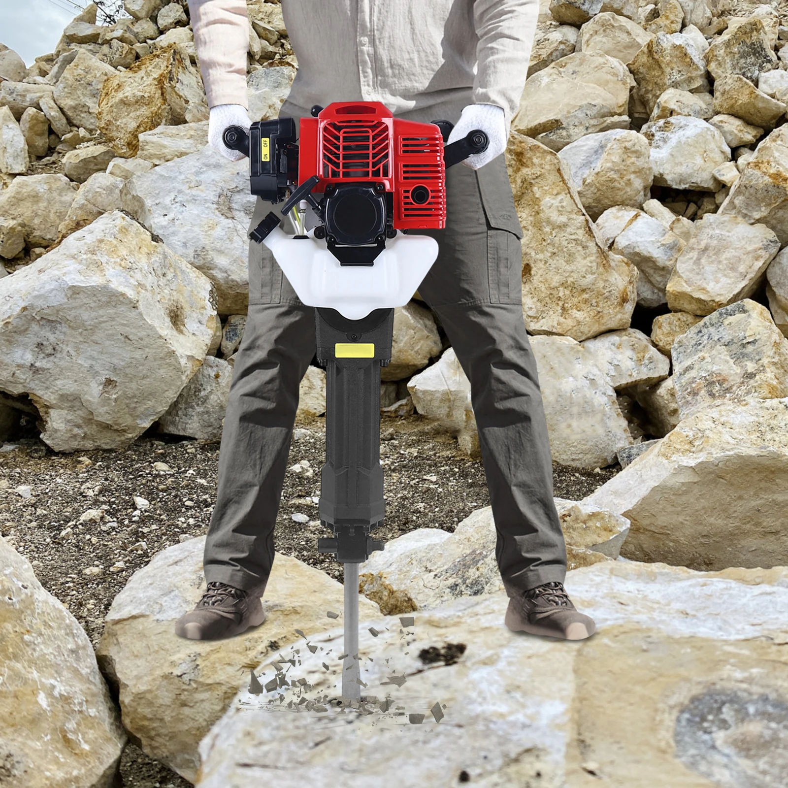 52CC 2-Stroke 1900W Gasoline Demolition Jack Hammer 20-55J Impact