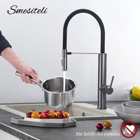 Kitchen Faucet Gunmetal Flexible Pull Out Water Tap Nozzle Kitchen Sink Mixer Tap Stream Sprayer Head Deck Black Hot Cold Water
