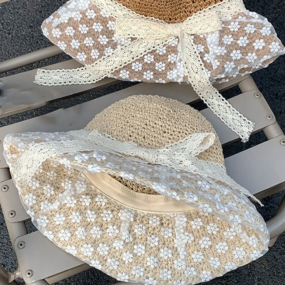 

Fashion Large Brimmed Sunscreen Hat Casual Lace Grass Hat Fisherman Hat Seaside