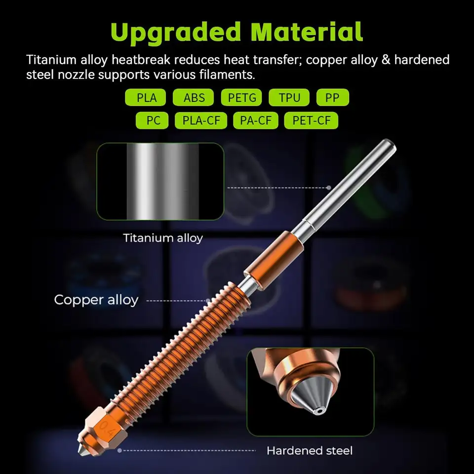 فوهات Creality K2 Plus/K2/K2 Pro/Hi Combo مقاس 0.2/0.4/0.6/0.8/1.0 مم مع أداة، مجموعة فوهات تدفق عالي من الفولاذ المقسى للطابعات ثلاثية الأبعاد - 5