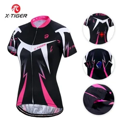 X-Tiger Cycling Jersey Women Mountain Bike Clothing Quick-Dry Racing MTB Bicycle Clothes Pocket Cycling Shirts Bicycle Clothing