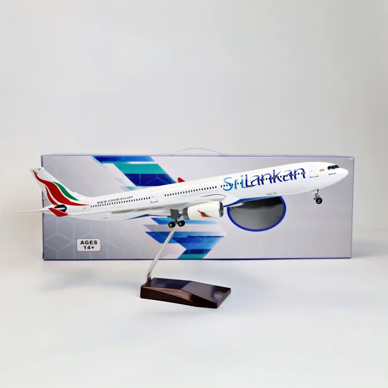 47cm Sri Lanka A330 Die-cast Resin Airplane Model Kit with Stand LED light Collectible Aircraft Toy for Aviation Enthusiast Gift view 3