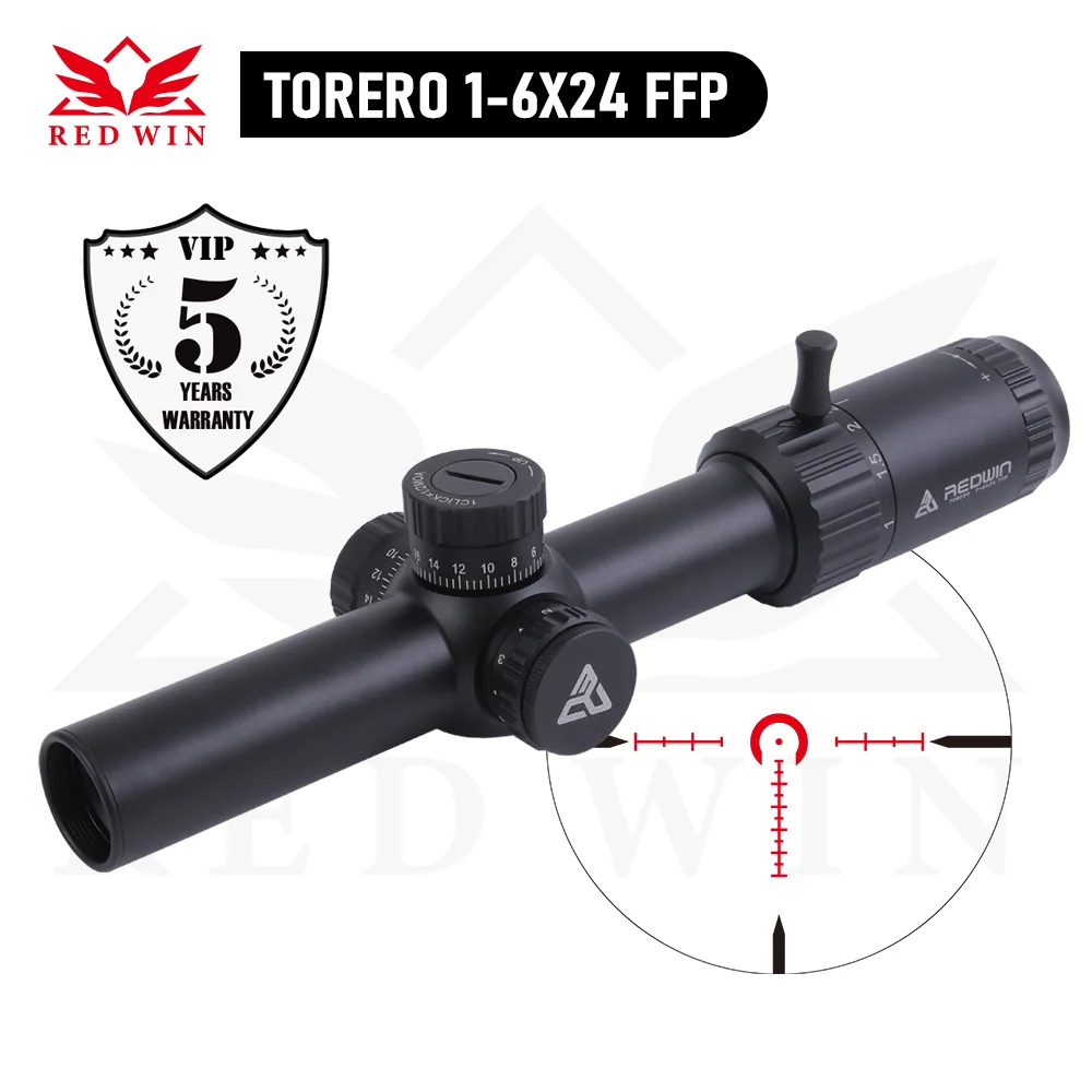 

Red Win Torero 1-6x24 FFP Scope True 1x 30mm 1/2 MOA Turret Zero Lock 6 Level Red Horseshoe Reticle for AR15 . 3006 .338 Napua