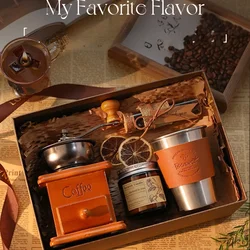 Hand Ground Coffee Machine Gift, Manual Coffees Grinder and Self-stirring Mug, Antique Style Coffees Gifts Box,Coffee Lover