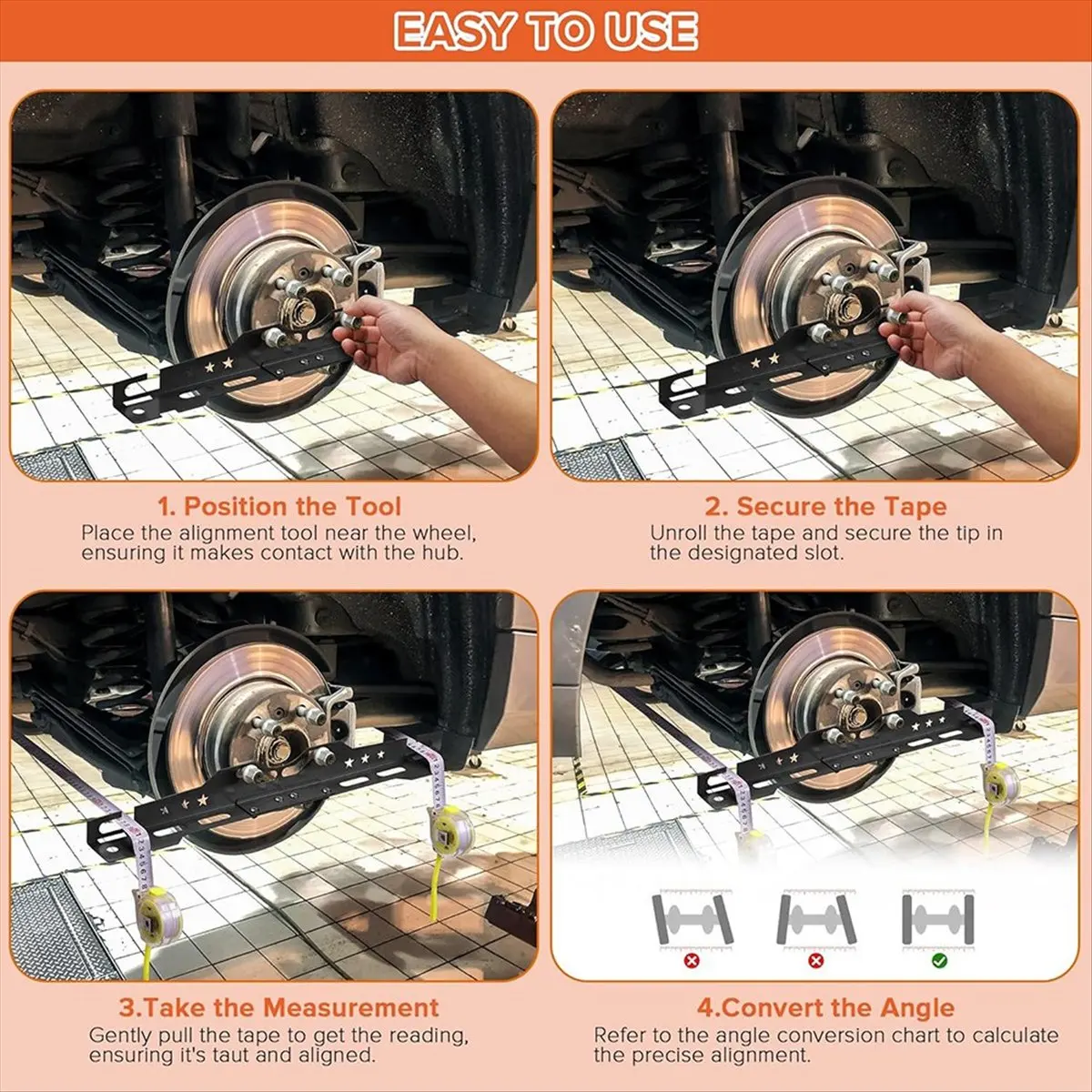 【CNIM】 Wheel Alignment Tool with 2 Measuring Tapes, Automotive Toe Alignment for Home Use, Camber Alignment Plates