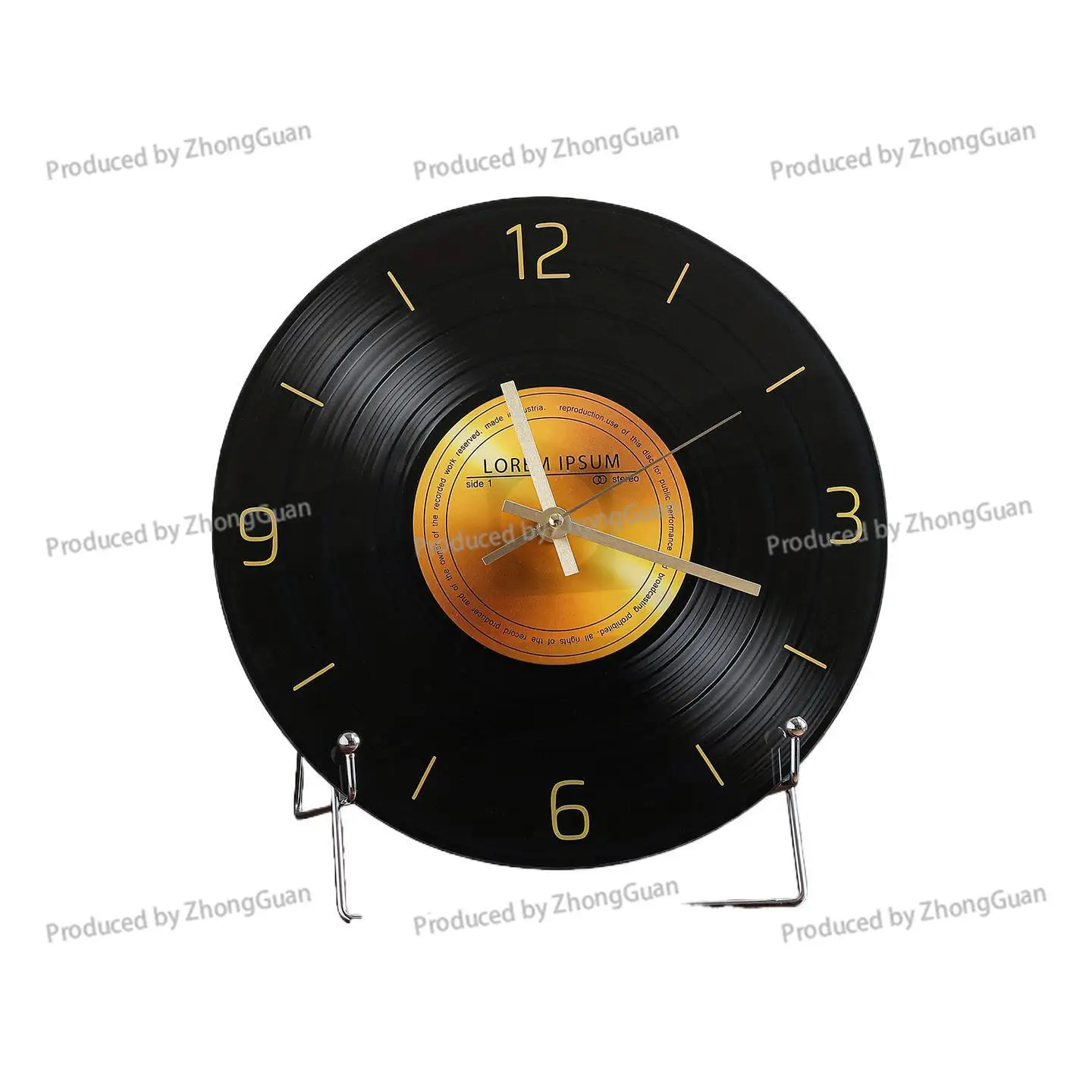 Vintage-inspired Black Vinyl Record Table Clock - Decorative Ornament for Living Room, Dining Room, or Tv Console - Italian