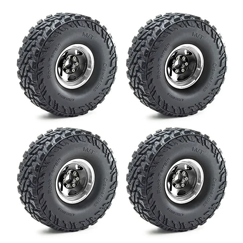 

4pcs 120mm 1.9" Metal Beadlock Wheel Rim Rubber Tire Set for 1/10 RC Crawler Car TRX4 RC4WD D90 D110 Axial SCX10 MST