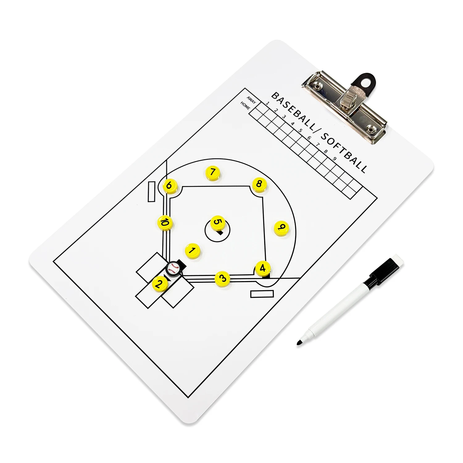 Portable Flat Magnetic Baseball Tactics Board Coach Training Strategy Board with Magnetic Markers
