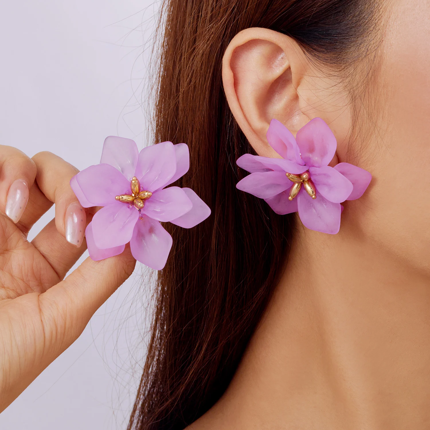 Bohemia Übertriebene Acryl-Blumenohrringe für Frauen, Grüne, Weiße, Rote, Gelbe Blumen-Ohrstecker, Party- und Hochzeitsschmuck – Detail 5