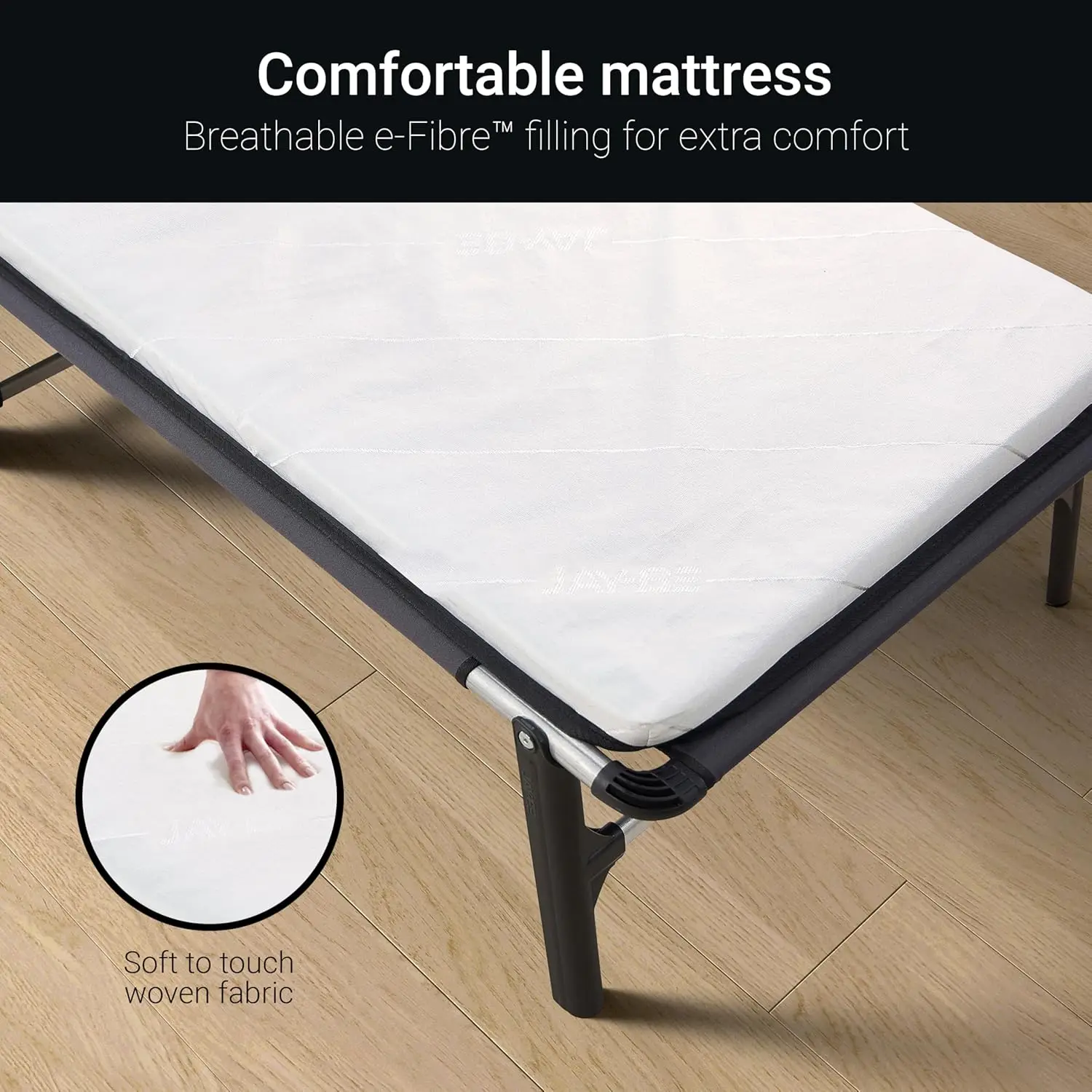 Lit pliant Jay-Be avec matelas confort - Simple, noir