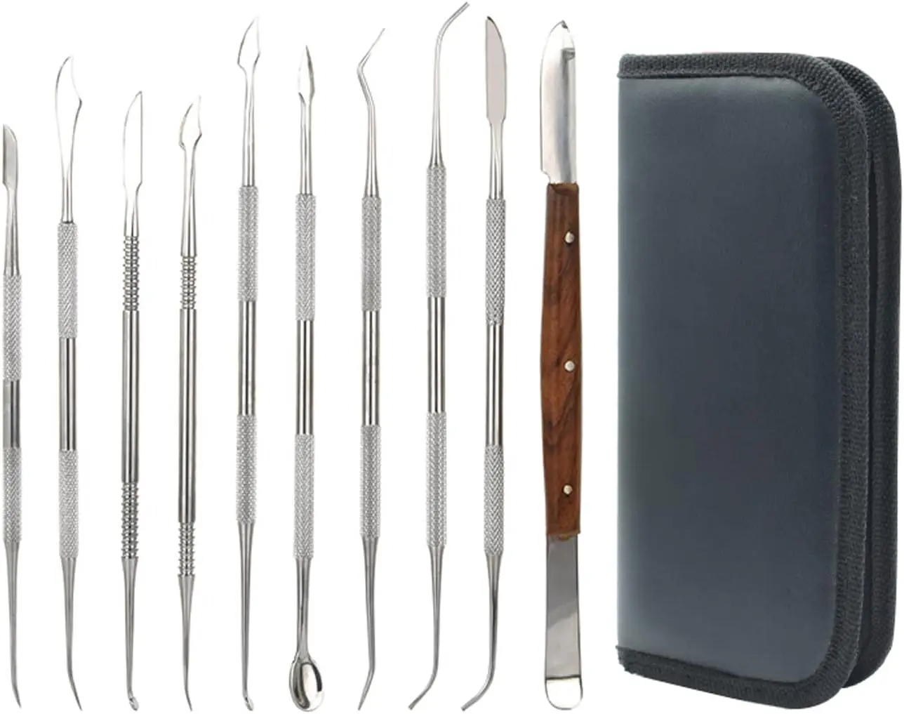 Stainless Steel Dental Wax Carver Tools 10 Pcs Plaster Carving Knife Wax Carving Kit for Wax Shaping Dental Lab Tool