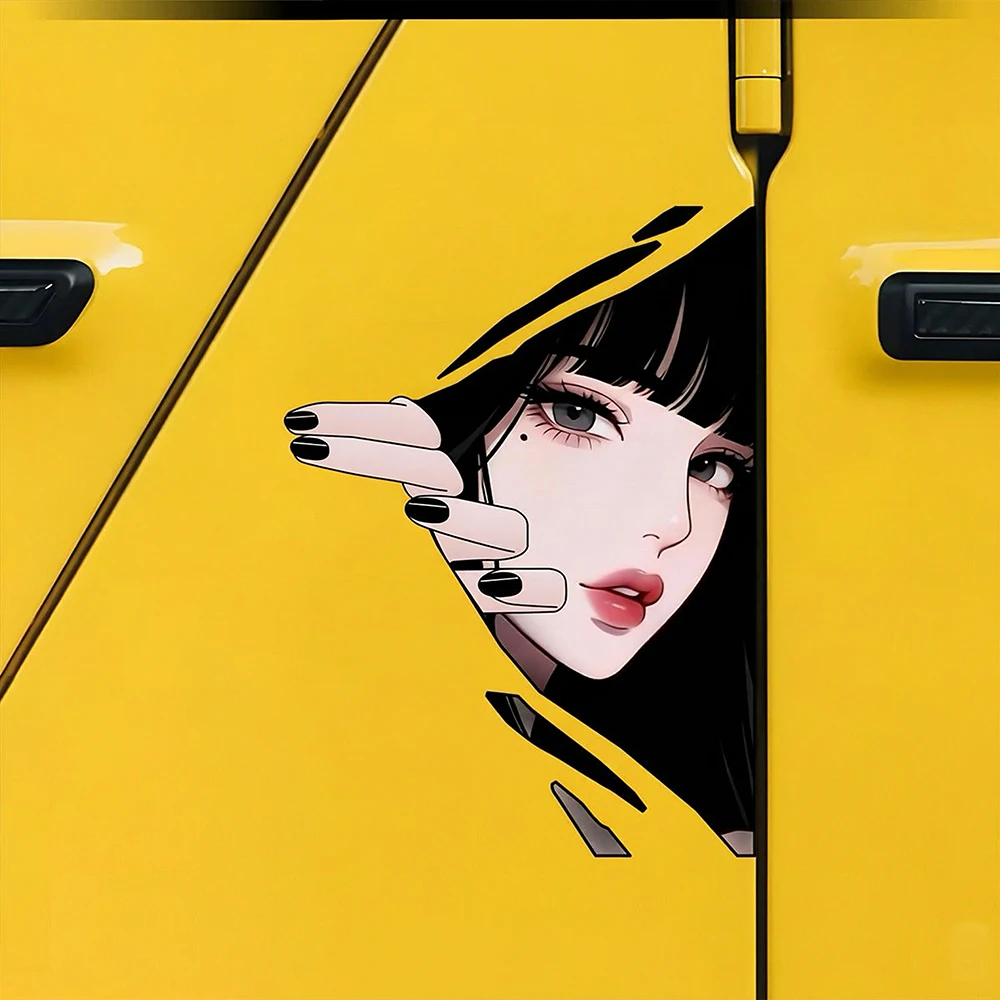 JDM Niedlicher Anime-Mädchen-Autoaufkleber, Kreativer Cartoon-Vinyl-PVC-Aufkleber für Auto, Motorrad, Koffer, Gamer-Computer-Gehäuse, Wasserdicht – Detail 2