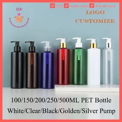 10pcs 120ML 200ML 250ML Empty Plastic Bottle With Pump Lid 500ML Cosmetic Refillable Bottle Shampoo Pump PET Bottle JX072-10