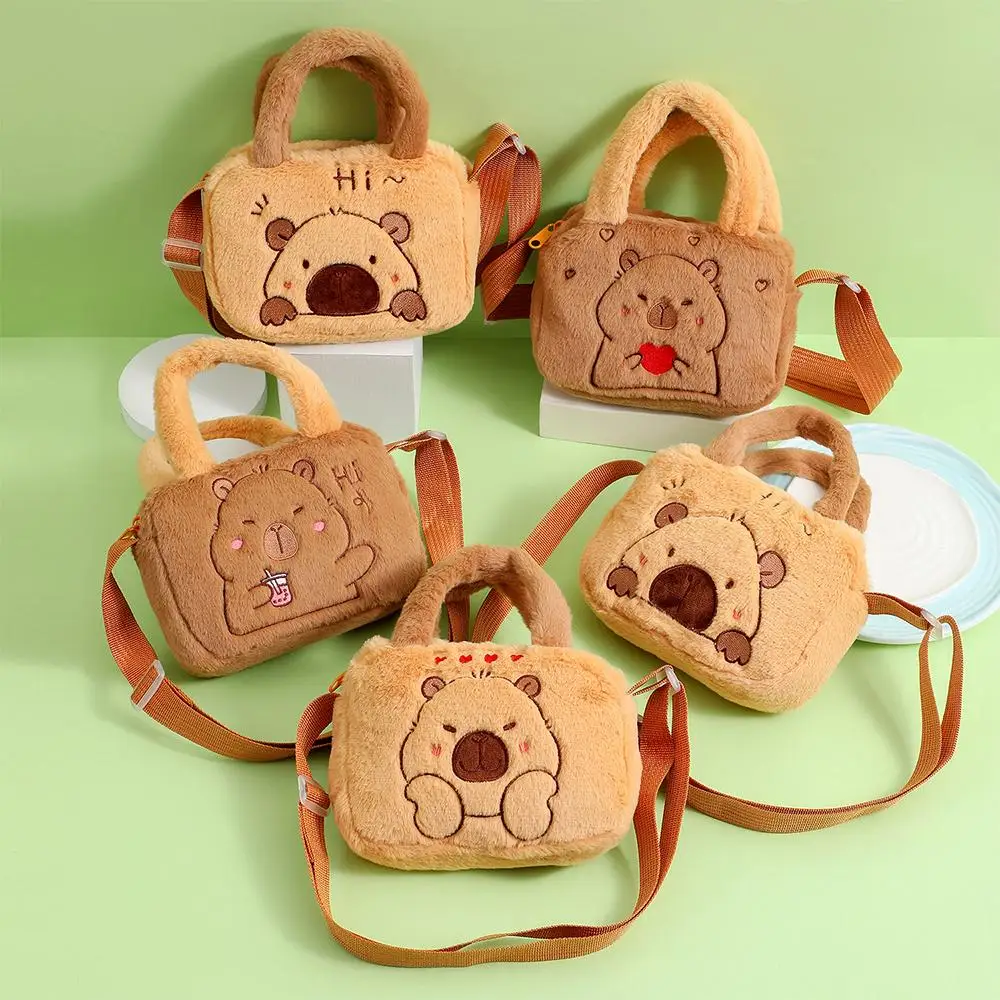 Fashion Cartoon Plush Bag Anime Peripheral Products Capybara Crossbody Bag Cute Plush Doll Bag for Kids Gift