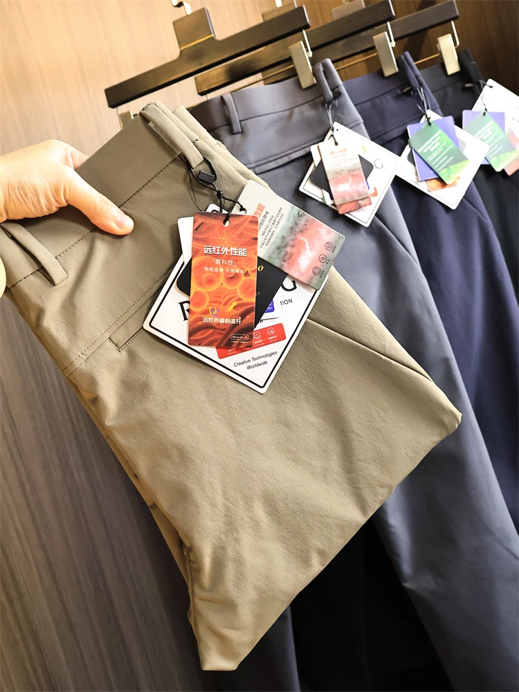 

Ветрозащитные водонепроницаемые осенне-зимние мужские легкие повседневные брюки Busin с прямыми штанинами и подогревом дальнего инфракрасного диапазона