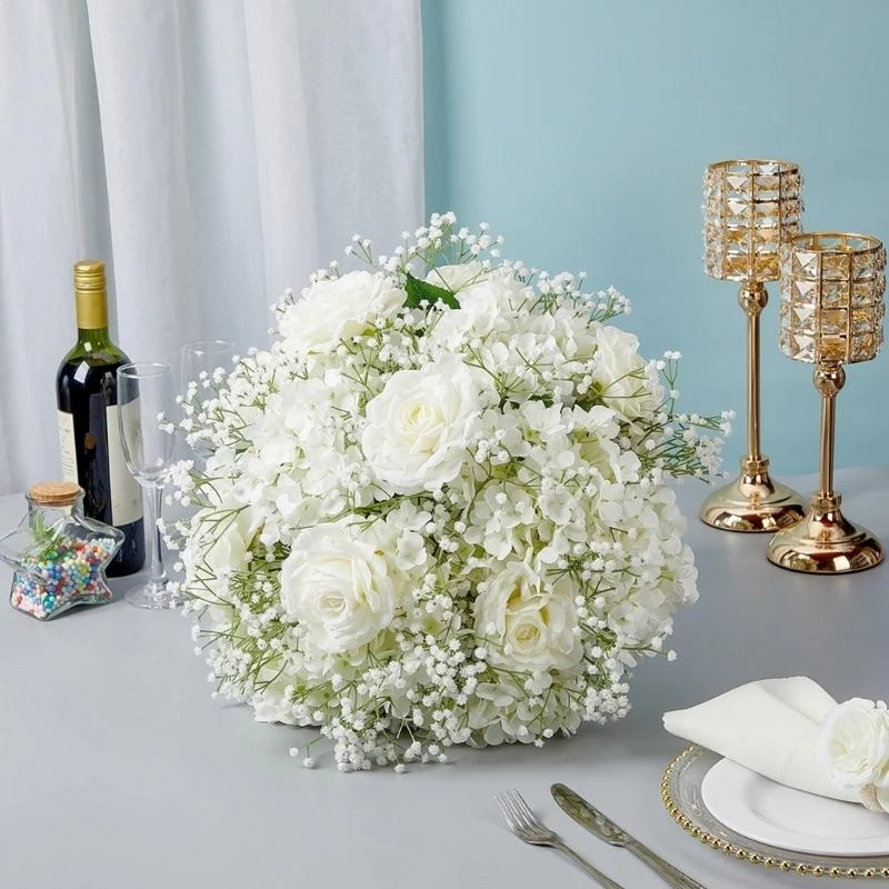 Artificial Flower Arrangement Bouquets, for Wedding Centerpieces Decoration 15UB