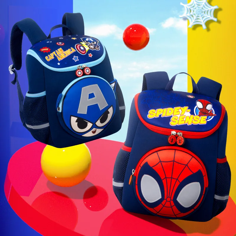 

Disney Spider Man Kindergarten Bag For Boys Captain America School Student Shoulder Orthopedic Backpack Kids Gifts Mochilas