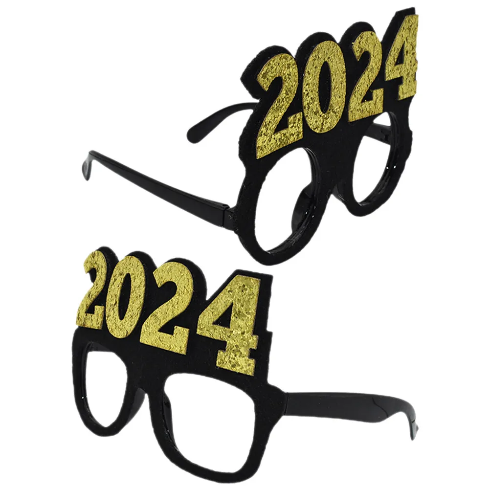 

2Pcs 2024 Modeling Eyewear New Year Party Glasses Creative Eye Decoration Photo Props Stage Event Supplies Wear Resistant Smooth