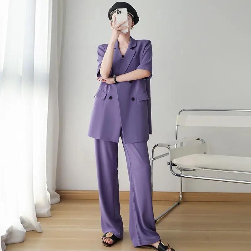 

Fashion Casual Women's Set Spring/summer Korean Version Loose Fitting Slimming and Age Reducing Wide Leg Pants Two-piece Set