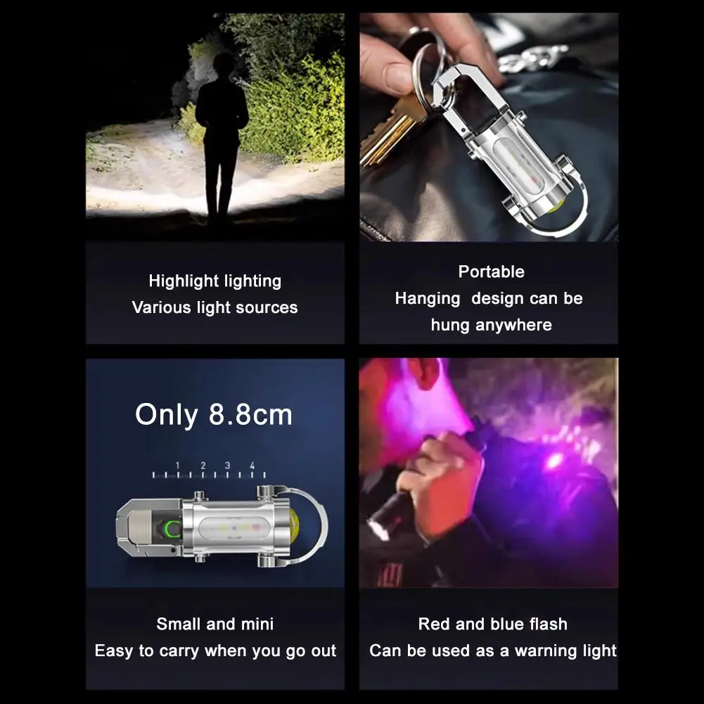 

Portable Mini Flashlight 7mode Type-C Fast Charging Flashlight Long Standby Life For Camping Fishing Emergency Tools