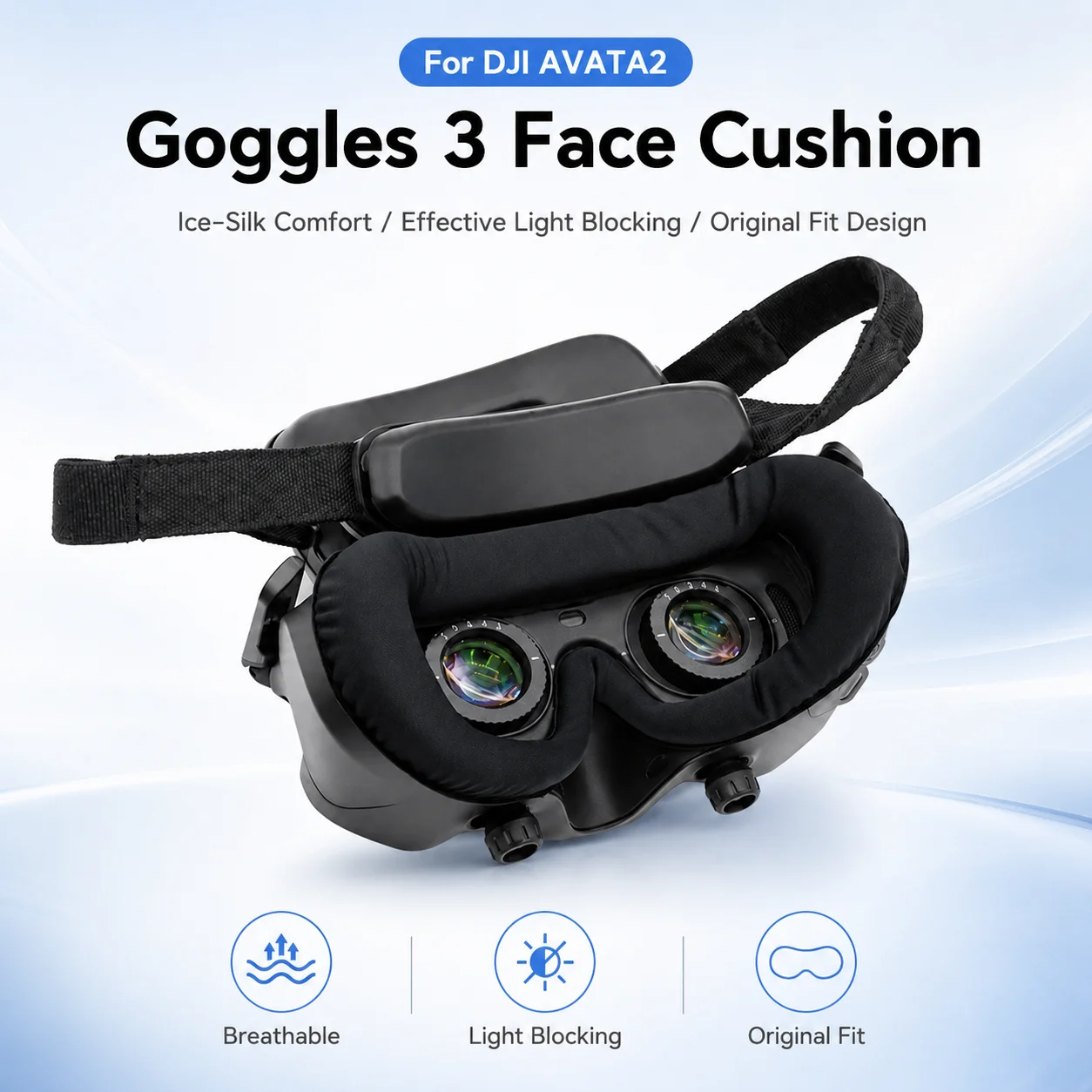 DJI AVATA 2 Goggles 3 Ice Silk Breathable Pad Sponge Eye Mask Comfortable and Light Resistant Drone Accessories