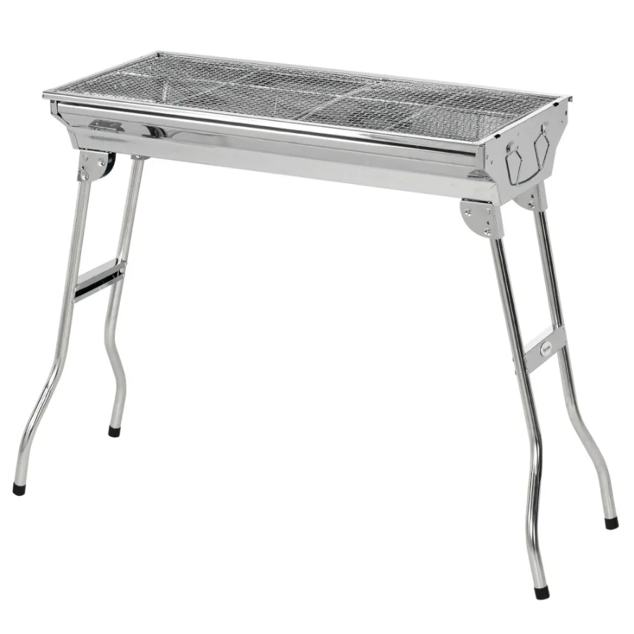 

28 Stainless Steel Charcoal Barbecue Grill Portable Folding for Shish Kabob Camping Silver
