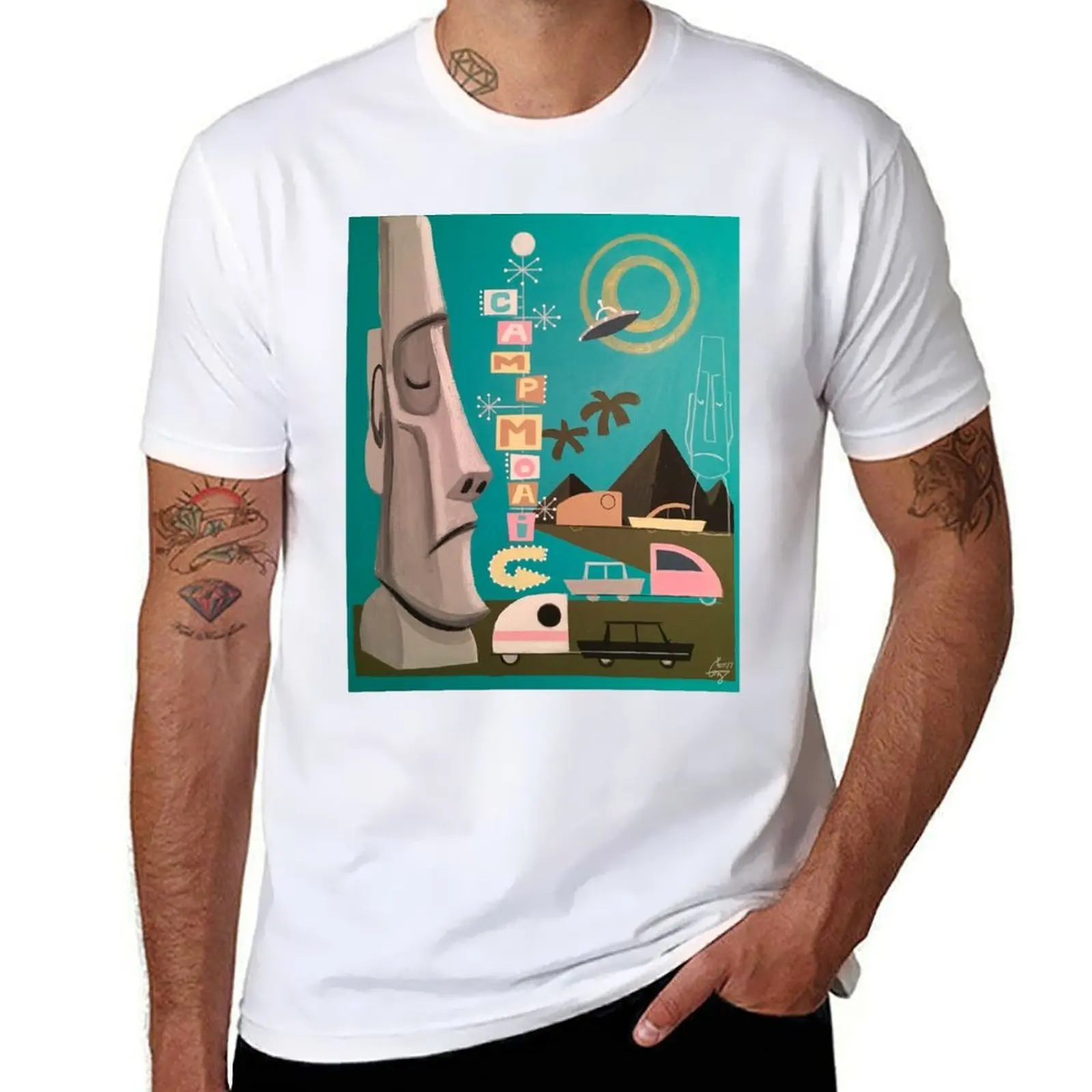 

Camp Moai T-Shirt man t shirt cotton high quality man t shirt graphic T-Shirt