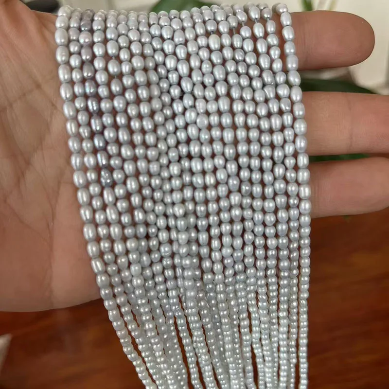 Wholesale 16 inches 3-4mm Natural Rice Pearls Loose Strand