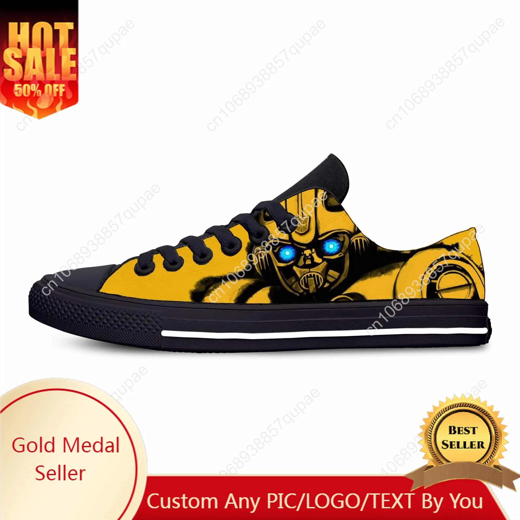 

Anime Cartoon Manga Comic Bumblebee Transformer Casual Cloth Shoes Low Top Lightweight Breathable 3D Print Men Women Sneakers