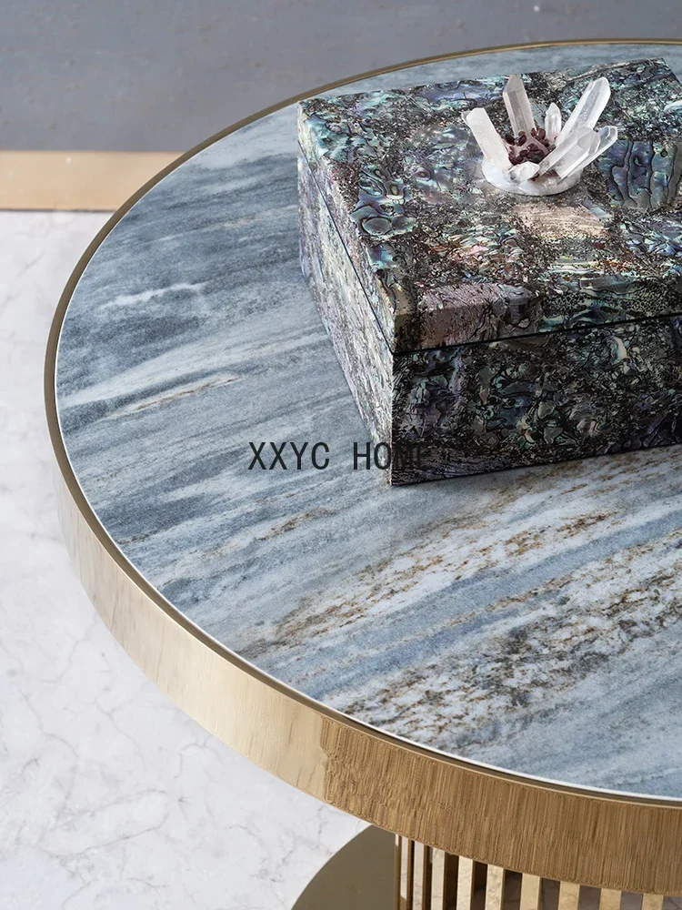 

Современный угловой столик TAO из импортного камня в стиле легкой роскоши для гостиной, приставной столик к дивану