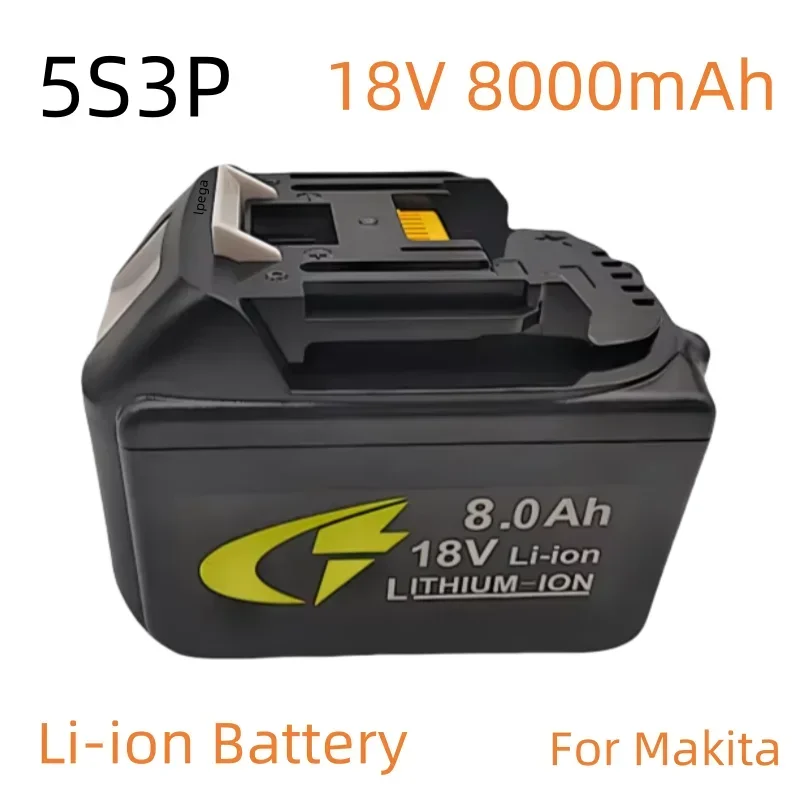 충전식 리튬 이온 배터리, Lpega 호환 가능, 18V, 8000mAh, 5S3P, 100% 배터리, BL1860, BL1850, BL1830 등, 전동 공구