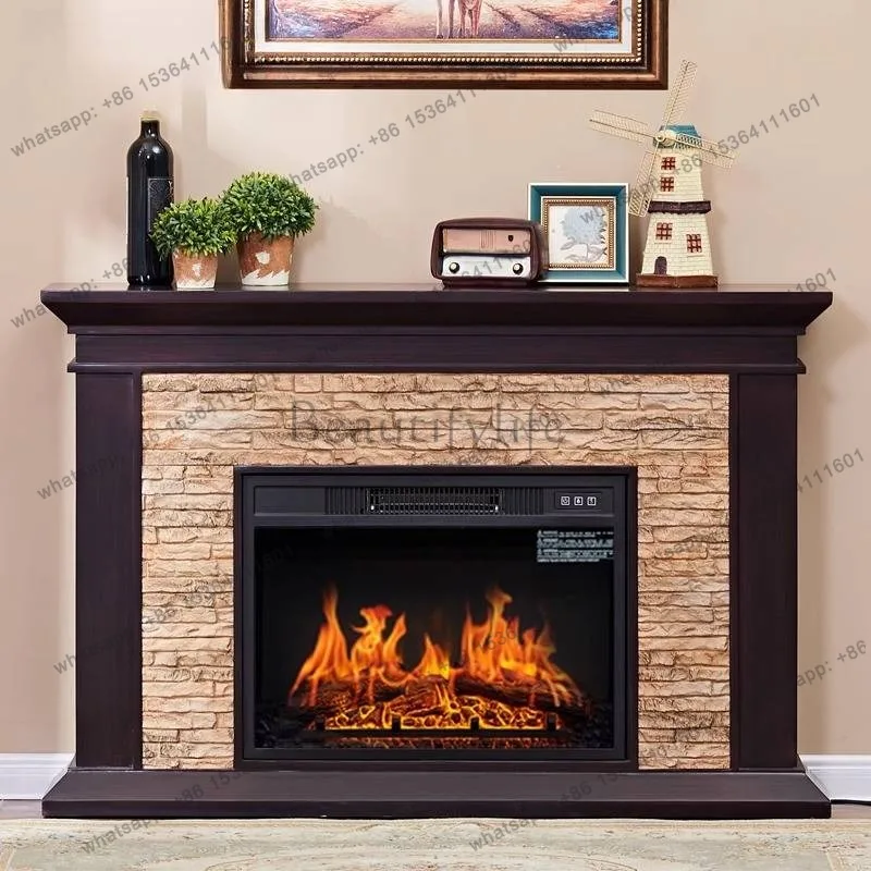 Natural Wood Living Room Fireplace Retro Rustic Japanese Decoration Living Room Cabinets Tall Vetrina