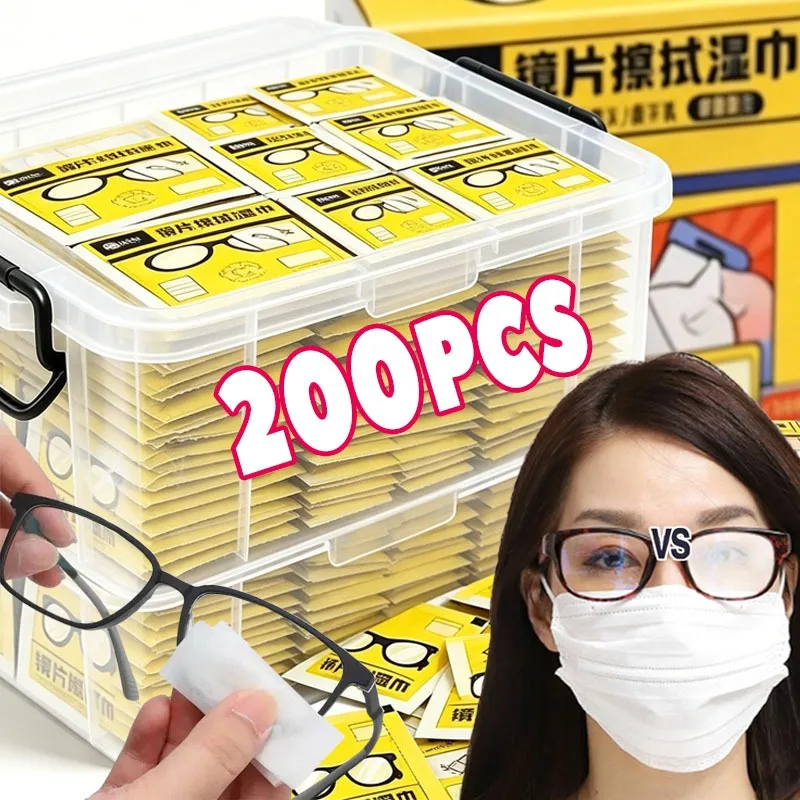 10/200pcs Lenços Descartáveis Antiembaçantes para Limpeza de Lentes, Óculos e Telas de Celular, Sem Riscos, Sem Resíduos, Macios e Absorventes
