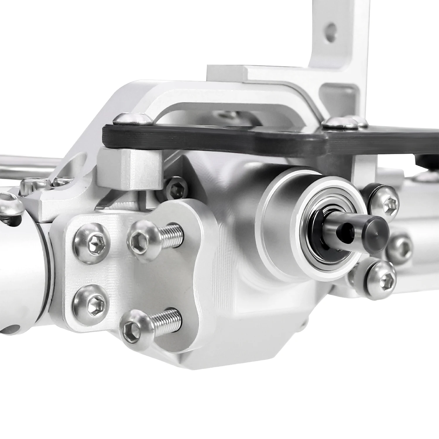 LCG Schwerlast-Aluminium Vorder- und Hinterportalachsen-Set + Messinggelenke 50 ° 4WS für 1/10 RC Crawler Axial Capra 1.9 Chassis – Detail 11